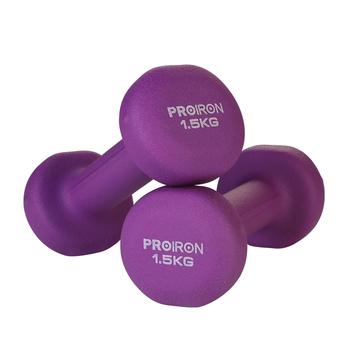 PROIRON普力艾 浸塑哑铃女士家用纯铁小哑铃儿童初学者健身 紫色1.5kg*2