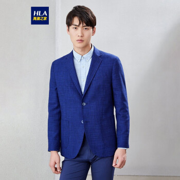 hla海澜之家休闲西服男竹节纹商务修身单西外套hwxad1r026a藏青花纹
