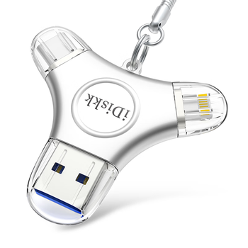 iDiskk64GB MFi认证三合一手机U盘type-c电脑直连存储大容量适用华为安卓苹果15iPhone16照片备份优盘