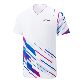 李宁（LI-NING）羽毛球服大赛系列凉爽速干比赛上衣团队服运动服 标准白 M