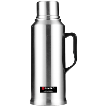 SIMELO全钢保温壶热水瓶玻璃内胆暖壶热水壶学生宿舍保温瓶开水瓶2L本色