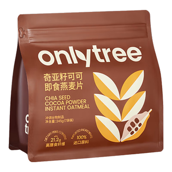 only tree奇亚籽可可即食燕麦片冲饮谷物代餐0添加蔗糖营养早餐245g