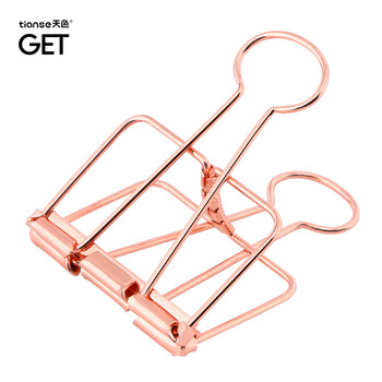 天色小清新燕尾夹大号创意夹子/简约镂空长尾夹/票夹 单个装 玫瑰金TS-5782