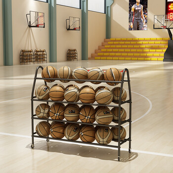 兵戎 篮球展示陈列架移动推车足球收纳架排球货架学院篮球整理置物架 A型架黑色 139*38*112cm    G