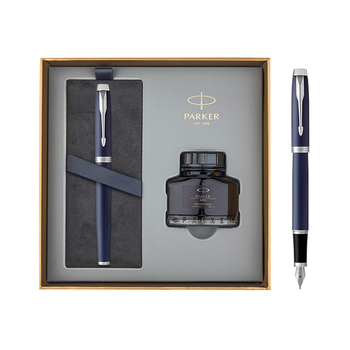 派克（PARKER）钢笔 签字笔 IM蓝色白夹墨水笔 墨水礼盒送礼生日礼物练字书写自用高颜值钢笔礼盒