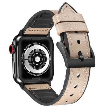 苹果手表s544mm,s5手表44mm苹果 苹果手表7代真皮applewatch6表带疯马棕纹iwatch1234se表带灰褐色44mm