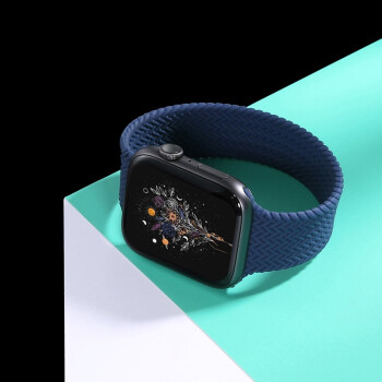 适用苹果手表带iwatch7表带单圈编织applewatch6543代弹力编织se伸缩