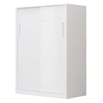 洛克菲勒加厚钢制薄边文件柜档案资料柜白色钥匙锁铁移门高1090宽800深400