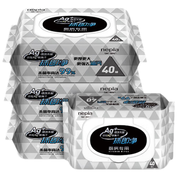 妮飘（Nepia）厨房湿巾纸巾40抽*4包去油污懒人抹布除菌99%抹即净带盖抽纸