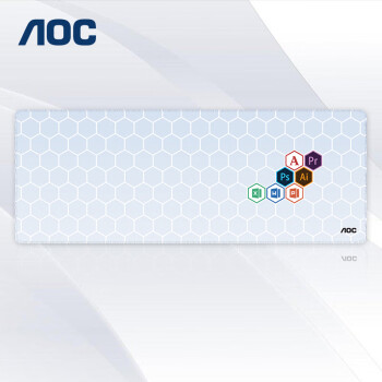 AOC电竞游戏长款鼠标垫超大号800*300*4mm加厚锁边办公键盘电脑书桌垫M171办公室白色