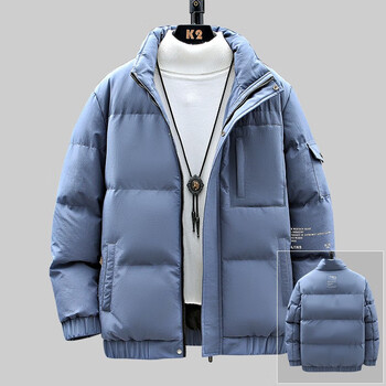 学生轻薄面包服潮流袄子男装冬装风衣冬天上衣服保暖潮蓝色50333xl