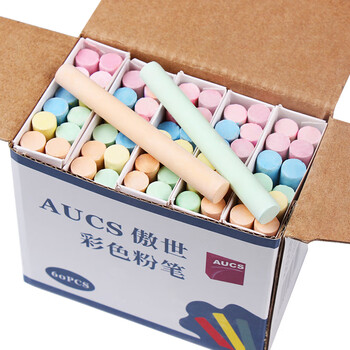 AUCS彩色粉笔儿童涂鸦笔绿板黑板报专用粉笔教师教学教室幼儿园 黑板擦学校老师小学生练字黑板画专用