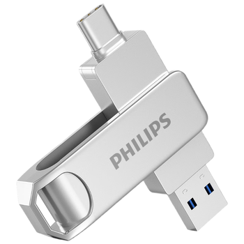 飞利浦（PHILIPS）256GB Type-C USB3.2 双接口手机U盘 61UT-D金属旋转 高速读写 商务办公学习耐用优盘