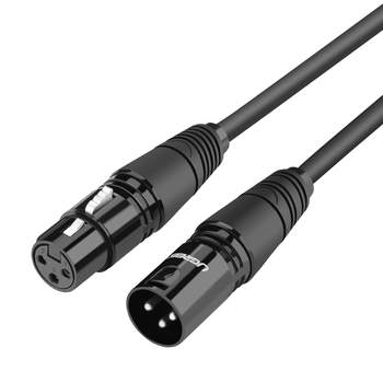 绿联卡侬公对母音频延长线 K歌直播麦克风话筒头线 调音台音响箱功放摄影机平衡卡农线1米黑 20708