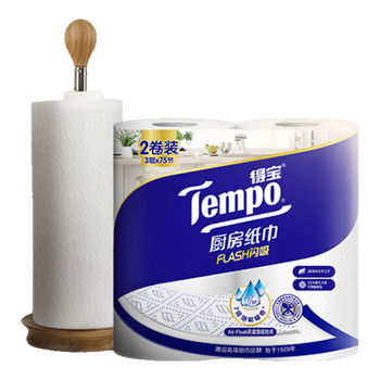 得宝（TEMPO）一博同款 厨房卷纸75节*2卷 水油瞬吸 厨房用纸 吸油纸 懒人抹布