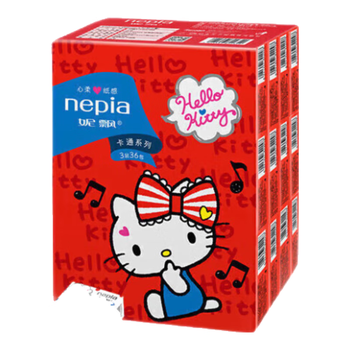 妮飘（Nepia）手帕纸 3层10抽*36包hello kitty凯蒂卡通无香印花小包纸巾便携装