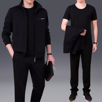 情熙2019中年人运动套装男春季爸爸男士运动装休闲中老年运动服装春秋