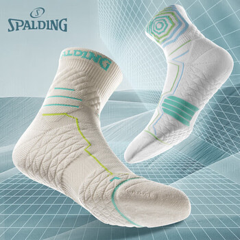 斯伯丁（SPALDING） 篮球运动袜吸汗防臭抗菌 SP7054-WHITE 极光白 袜子3双装