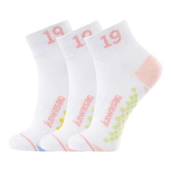 kawasaki川崎羽毛球袜袜子毛巾底运动短袜6208 粉蓝 (三双装) 均码 