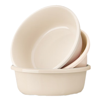 喜物羽 33cm洗脸盆学生洗脚盆洗衣洗菜盆加深加厚塑料脸盆单支装 卡其色