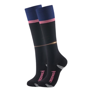 kawasaki川崎羽毛球袜男女健身运动袜子长筒压力袜Y-100 黑色/藏蓝