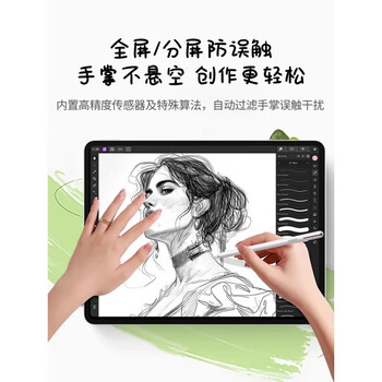 绿联ipad电容笔 适用苹果触控air5平板pro二代手写笔防误触 蓝牙电显 Type-C快充 45080 冰川蓝