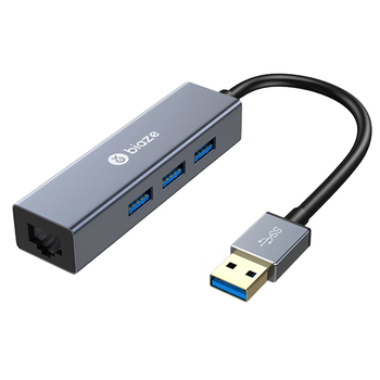 毕亚兹 USB分线器USB3.0 千兆有线网卡 USB转RJ45网线接口转换器 苹果Mac集线器HUB接硬盘延长线 