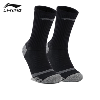 李宁（LI-NING）袜子男女运动袜四季跑步防滑毛巾底加厚耐磨保暖足篮羽毛球球袜子