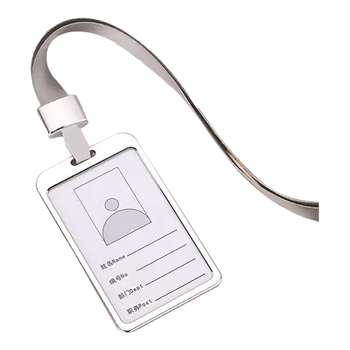 欧唛 (oumai) 工作牌证件卡套铝合金挂牌双面员工牌胸牌高档公交卡套工号牌工作证 55*85mm 银色1套装