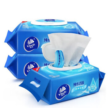 维达（Vinda） 纯水湿巾80片柔软亲肤抑菌无刺激湿巾卫生纸*3包VW1027