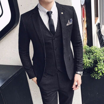 西装潮流帅气时尚英伦西服潮男士显瘦舒适百搭男式衣服黑色单件西服xl
