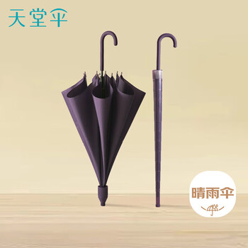 天堂 防风雨伞长柄 大号雨伞加固抗风拒水长直柄半自动 紫兰