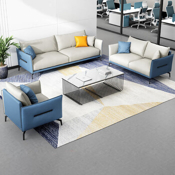 创黎简约接待会客接待办公沙发茶几3+2+1（西皮）