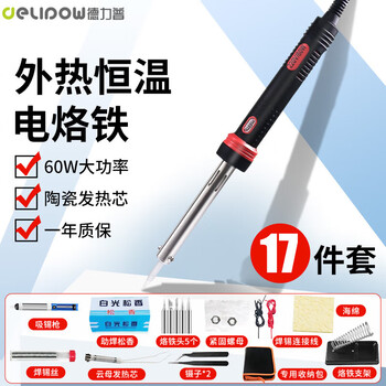 德力普（Delipow）电烙铁套装60W外热式恒温电子焊接维修工具锡丝烙铁头【家用】