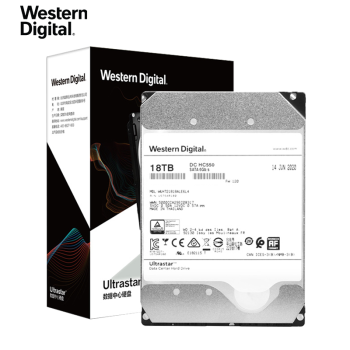 西部数据 企业级氦气硬盘 Ultrastar HC550 SATA 18TB CMR垂直 7200转 512MB (WUH721818ALE6L4)