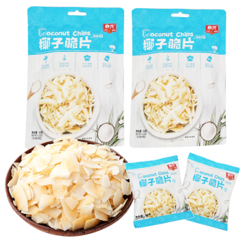 春光椰子脆片60gx5袋海南特产海盐味原味椰子片烘烤香脆椰肉果干零食