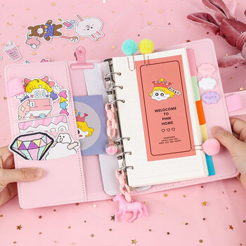 TaTanice 手账本套装 韩国ins可爱活页本网格纸胶带贴纸方格笔记本  16件套