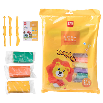 得力(deli)24色超轻粘土 彩泥黏土橡皮泥套装手工DIY玩具 幼儿园儿童开学文具生日礼物男孩女孩袋装