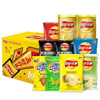 乐事（Lay's）薯片休闲零食大礼包乐乐签礼盒718g整箱装 百事食品 肩扛大零食