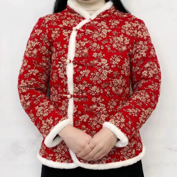 棉袄亲子装过年名族风盘扣碎花洋气棉服成人款红色xl儿童尺码咨询客服