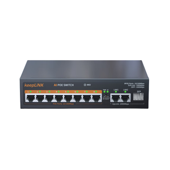keepLINKKP-9000-308GTP 云网管8口百兆POE+2千兆级联+1千兆SFP交换机AI智能监控摄像头分离器交换器120W