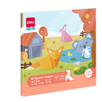 得力(deli)20色100张14.5*14.5cm手工折纸 学生手工彩纸剪纸 美术DIY手工纸儿童文具生日开学毕业礼物