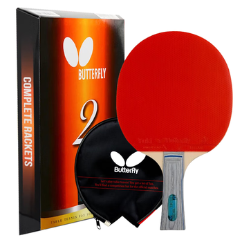 蝴蝶（Butterfly）乒乓球拍横拍/长柄 双面反胶皮5层二星级兵拍202 含拍套