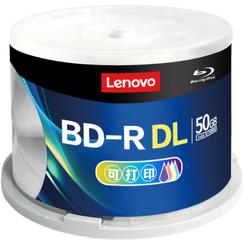 联想（Lenovo）BD-R DL 1-6速 50G 蓝光可打印 50片桶装 蓝光空白光盘 刻录光盘