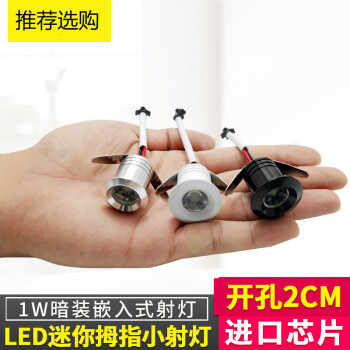 超薄迷你led小射灯开孔2cm公分20mm嵌入式微型酒柜牛眼天花筒灯1w一拖