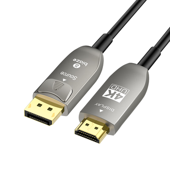 毕亚兹 DP转HDMI2.0光纤线 工程级10米 高清4K60Hz公对公电脑显示器电视投影仪 大屏拼接高清视频连接线