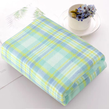 鲁凤来. 毛巾 家用棉质柔软棉纱毛巾经典网格纹洗脸面巾 75*35cm 两条装