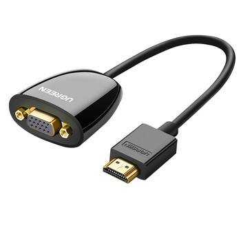 绿联 HDMI转VGA线转换器 高清视频转接头线 电视投影仪显示器线 不带音频口供电口 40253 黑色