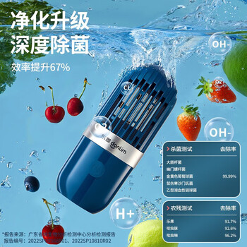 东菱 果蔬机DL-1212 胶囊清洗机家用洗菜机 蔬菜水果食材净化机 无线便携 静谧蓝
