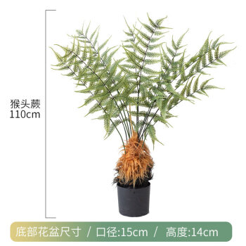 雅迎仿金丝猴头蕨绿植室内大型植物假盆栽客厅摆件仿生树造景装饰11米